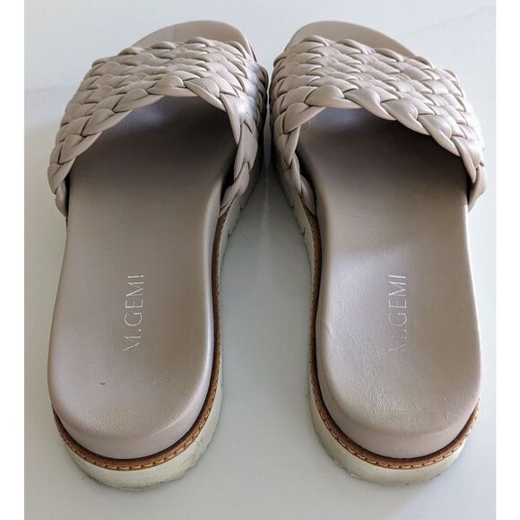 M.Gemi The Tessuti Braided Sandal Slip On Open Toe Platform Cream Brown Size 40 - Picture 4 of 7